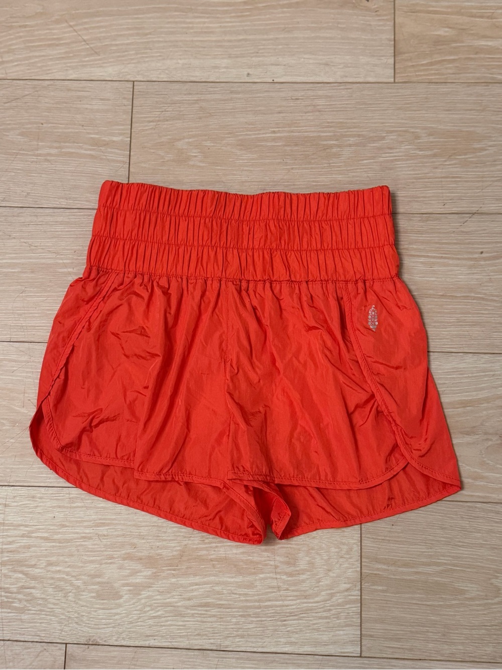 Free People Bright Orange Smocked Waist Athletic Shorts